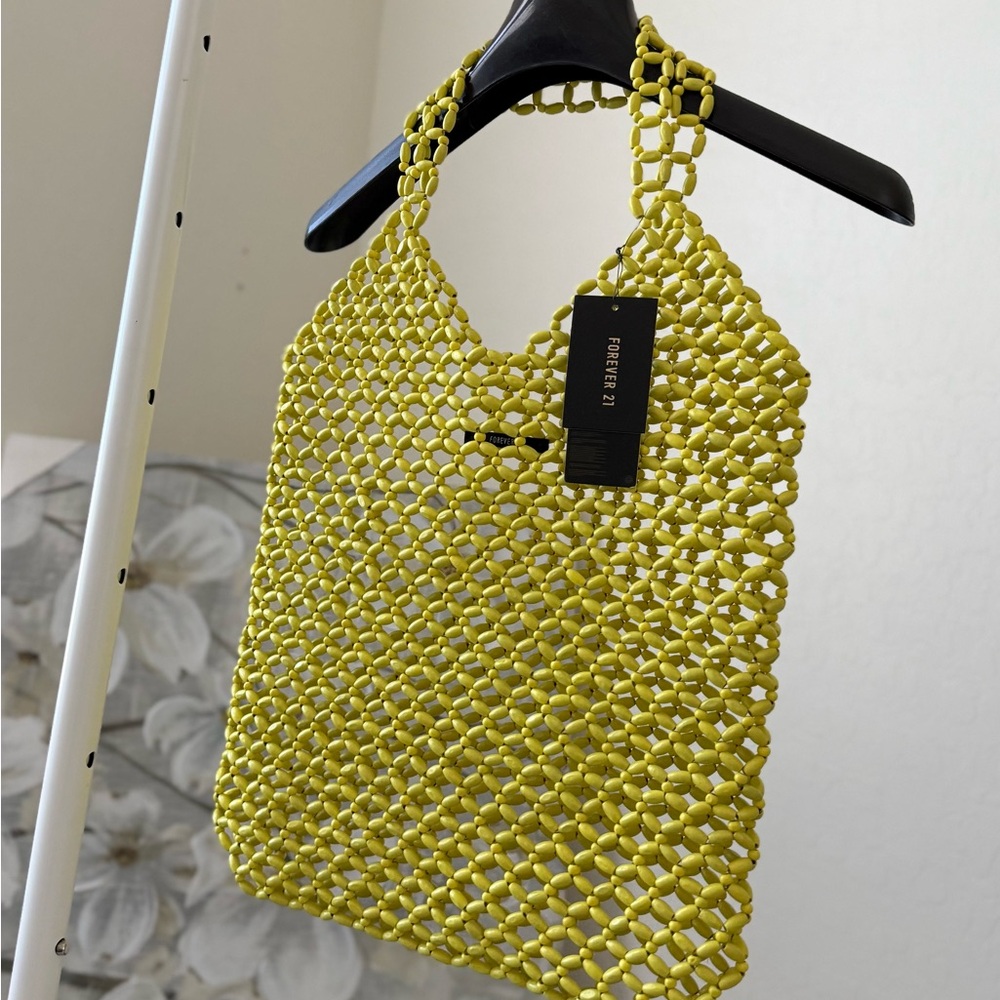 Forever 21 Yellow Mesh Tote Bag - Picture 3 of 4